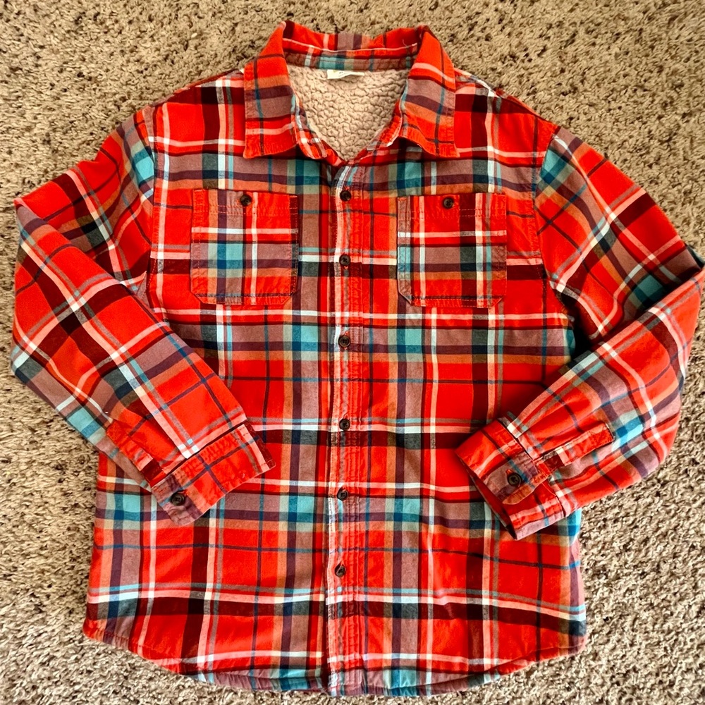 CRAZY 8 Flannel Jacket Fleece Sherpa Lined Boys size 14